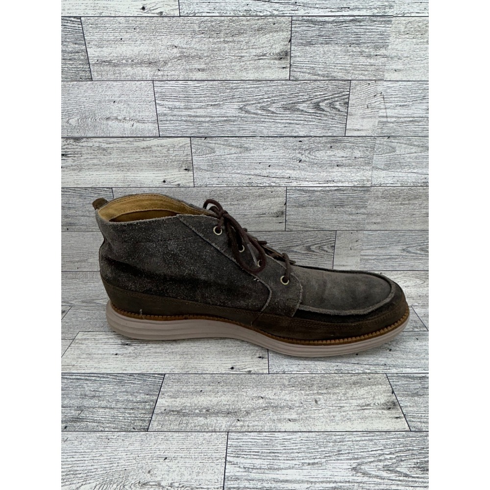 Cole Haan Grand.OS Men Size 11.5 M Grey Suede Moc Toe Chukka Boots C23433 - Picture 10 of 14